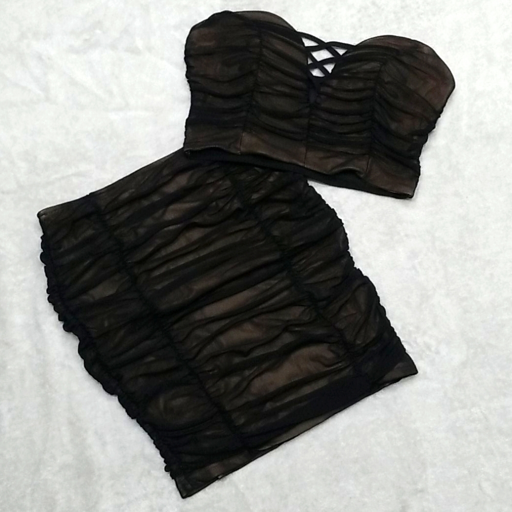 F21 Black/Nude Two Piece Outfit Going Out Dress